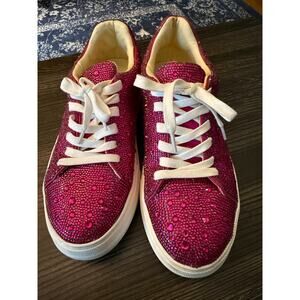 Betsey Johnson SIDNY FUCHSIA All-Over Rhinestone Platform Sneakers Sz. 8M